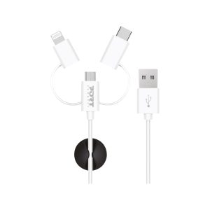 Port 3-in-1 12m White Apple Lightning to USB-C to Micro USB Cable