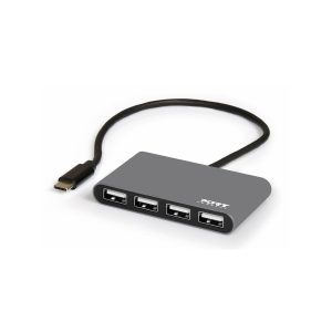 Port USB2.0 & USB-C Grey 4-port Hub